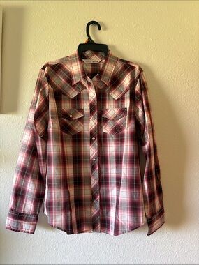 Women's Red Plaid Button-Down Shirt - Unbranded